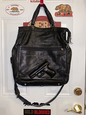 Vlieger And Vandam XL Leather Tote Hand Gun Imprint