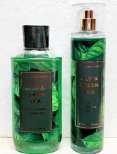 NEW Bath and Body Works LILY GREEN TEA Fragrance Mist Shower Gel 2 Piece Set