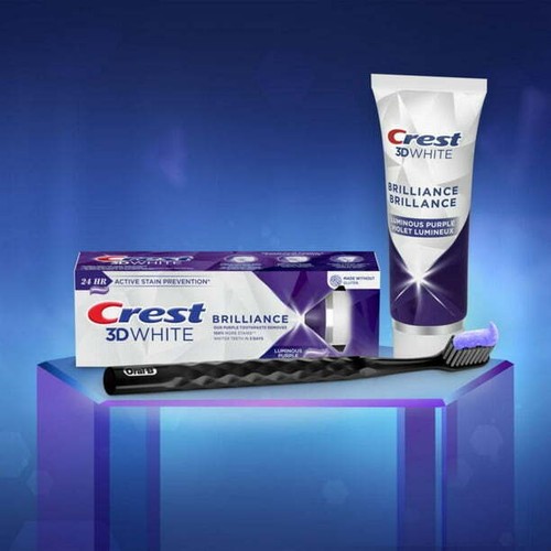 Crest 3D White Brilliance Teeth Whitening Purple Toothpaste, Luminous Mint, 85mL - Picture 8 of 9