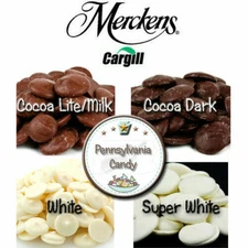 Merckens 5 LB Cocoa LITE Milk OR DARK Chocolate Candy Wafers Discs Melts Mothers