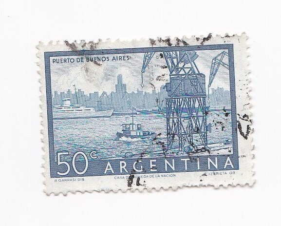 Argentina Vintage Postage Stamp 50c Puerto De Buenos Aires