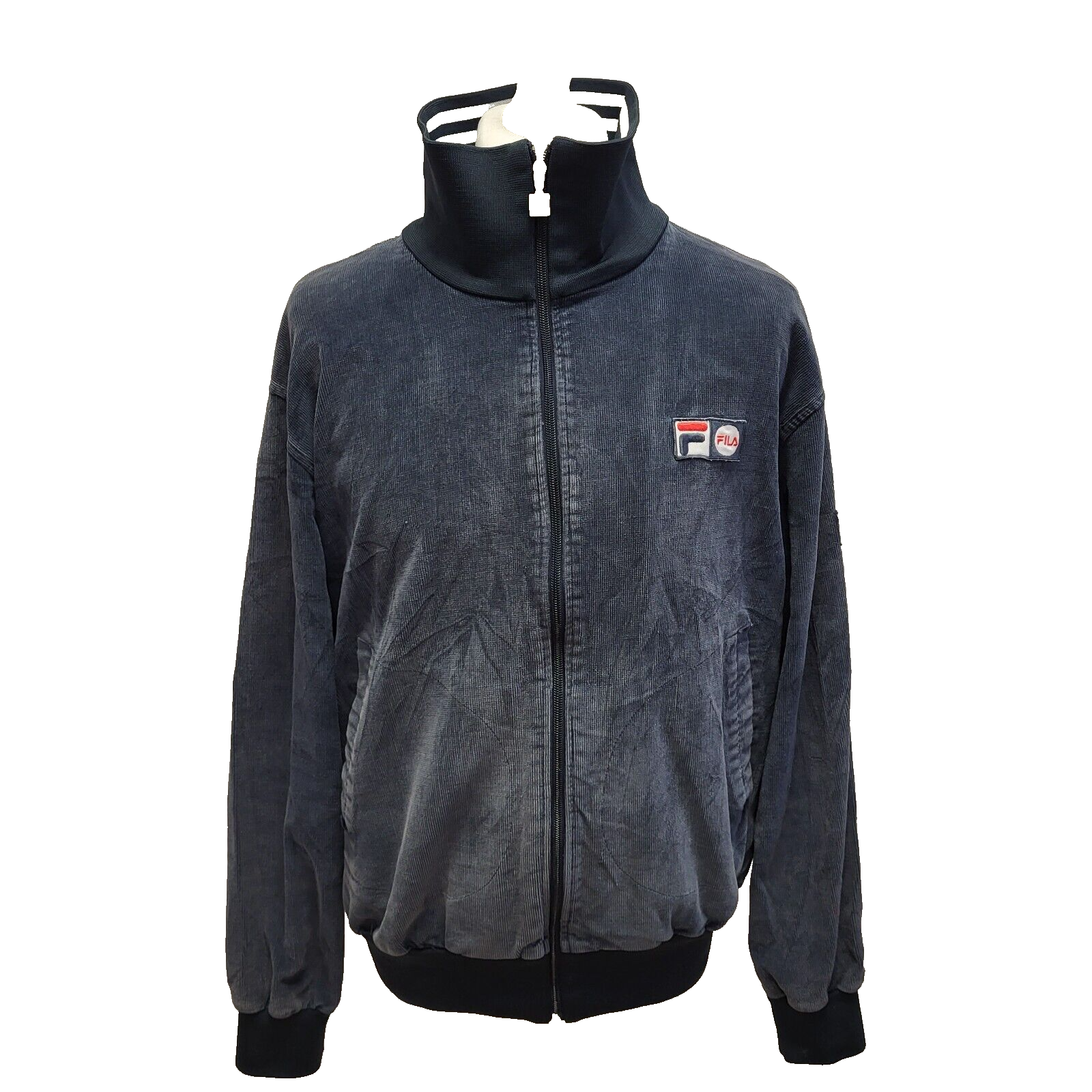 Giacca sportiva Fila blu navy in velluto a coste con cerniera Uk uomo taglia Large I431