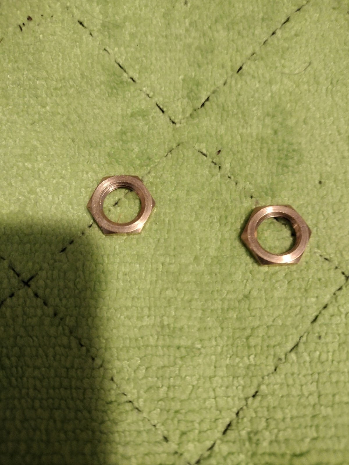 (2)QTY.  1/8-IP SOLID BRASS HEX NUTS for CEILING LAMP or electric guitar plug