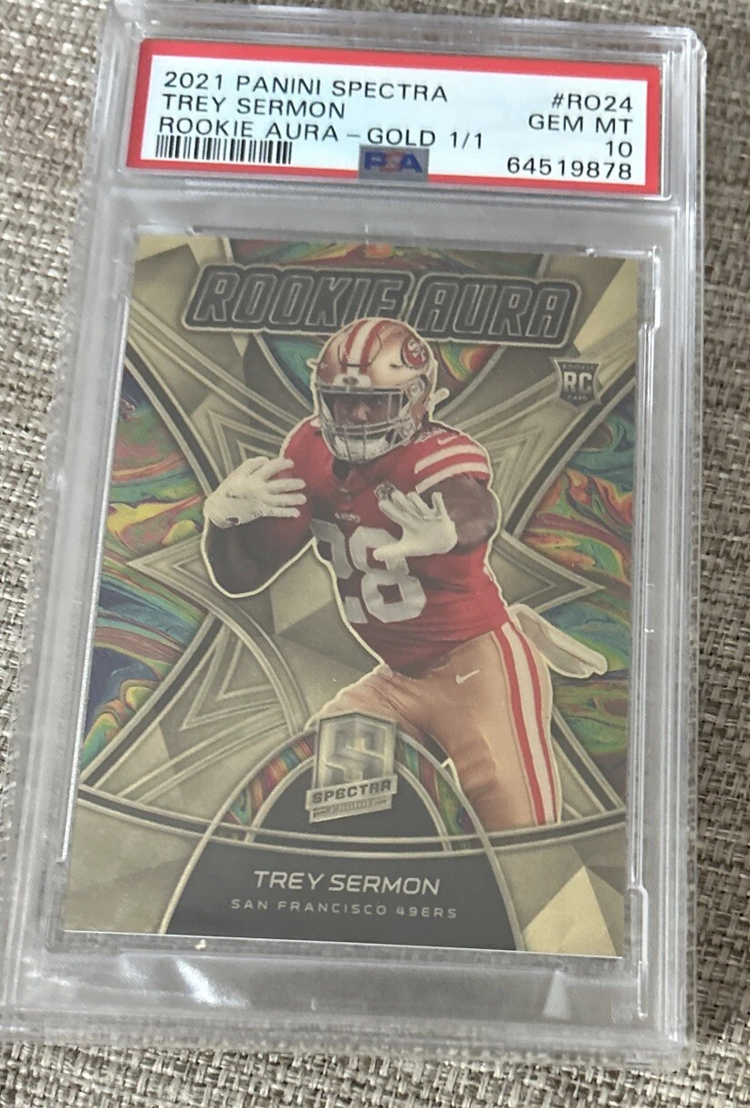 Trey Sermon Panini Spectra Rookie Aura #RO24 Gold 1/1