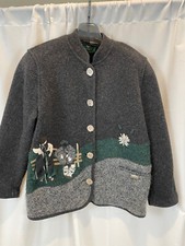 Giesswein Wool Jacket Embroidered Blazer Sweater Austrian Sz 40 Women's Usa 10