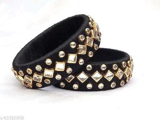 Black colour silk thread cheap bangles
