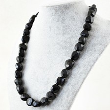 Black Spinel 646.50 Cts Natural 20 Inches Long Faceted Beads Necklace RS 
