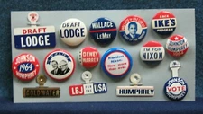 15 Political Election Buttons & Tabs 1948 To 1968 Dewey Ike HHH Wallace   etc