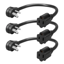 DEWENWILS 1 Ft Extension Cord Low Profile Angled Flat Plug 3 Prong Grounded Wire