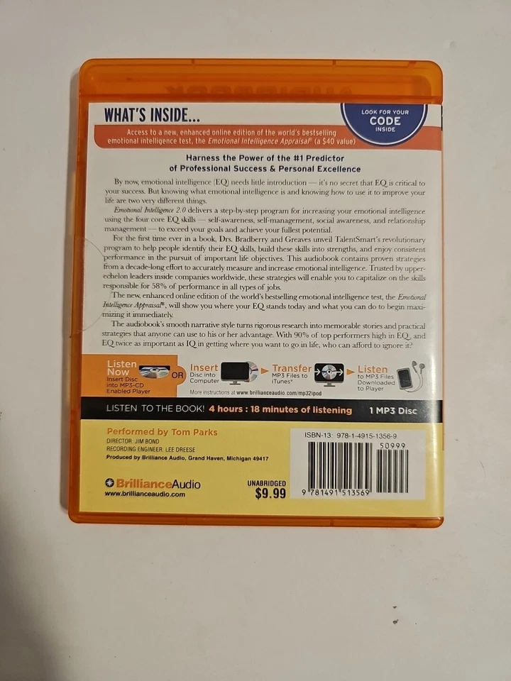 Emotional Intelligence 2.0 Audiobook Sealed MP3-CD Travis Bradberry Code Inside  - Image 2 of 4