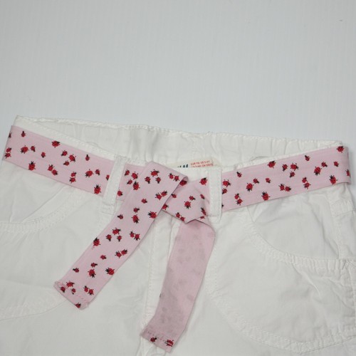H&amp;M Girl's White Shorts with Pink Ladybug Print Belt size 5 6 | eBay