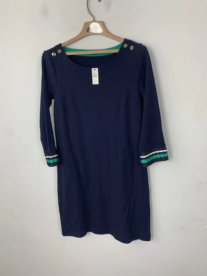 Vestido Talbots Mujer Pequeño Azul Marino Náutico Oficina Costera Boda Corporativo Foto 2 de 4