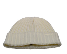 DKNY Ribbed Knit Beanie Hat Cream New 
