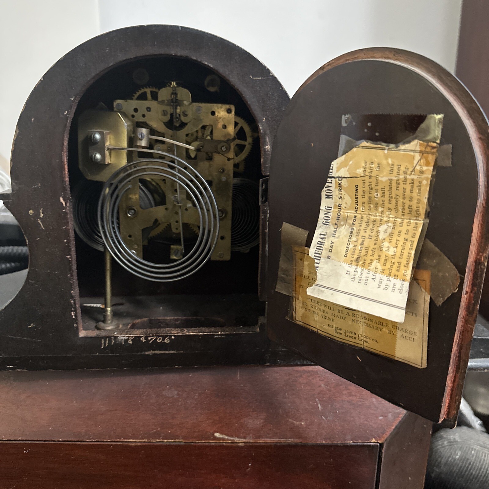 New Haven Clock Co Antique Tambour 50 Mantle Clock Parts Only eBay