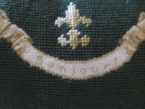 Aubusson style FRENCH COUNTRY Needlepoint Pillow Cover LAMB Gold & Drk Grn - Picture 2 of 9