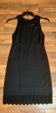Ann Taylor Womens Sleeveless Crochet Sheath Dress Size S Little Black LBD 