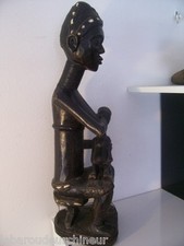 Antik Statuette Afrikanisch Frau Stillen Sein Baby Burkina Fasso 1963 Africa
