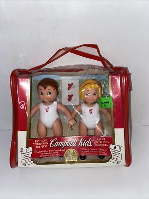 Vintage 1995 Fibre-Craft Campbell Soup Kids Collector 5'' Dolls. Genuine Monogramms