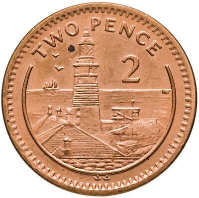 Gibraltar 2 Pence Coin | Queen Elizabeth II | Gibraltar | 1998