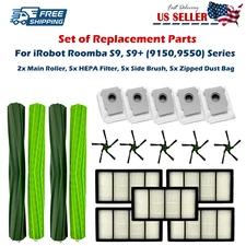 Refill Set for iRobot Roomba S9 9150 9550 Roller Brush Filter Zippered Dust Bag