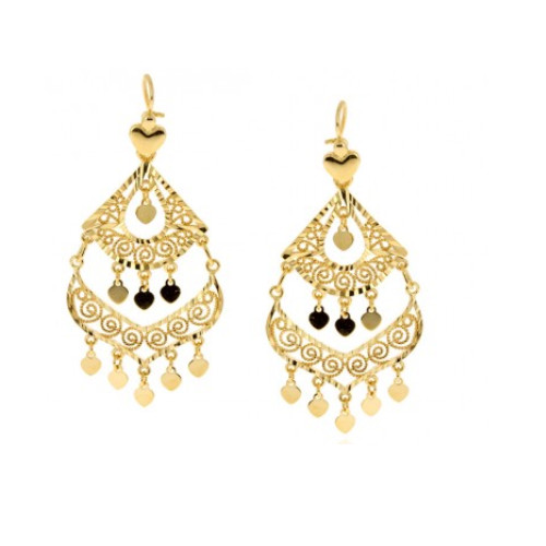 Boucles d'oreilles savoyardes pendantes légères plaqué or pour oreilles sensibles