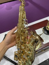 Brass Lacquered Curved Soprano Saxophone Bb Saxofon WSS-657 W/Case