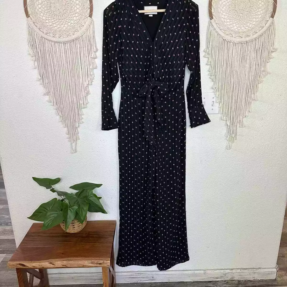 Alexis Shona Knot Front Jumpsuit polka dot black and red small eBay