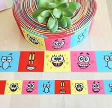 7/8  1.5" 1YD Cartoon Character Grosgrain Ribbon Bob Squidward Patrick