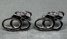 Vintage Figural Hand Cuffs White Gold Plated Cuff Links by Swank