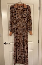 Rixo Piper Leopard Print Silk Knit Dress - Size Small