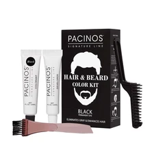 Hair & Beard Color Kit (Black) - Hair Color for Men, Eliminates Grays in 5 Minut