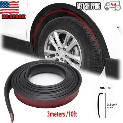 10FT Car Fender Flares Arch Wheel Eyebrow Lip Protector Rubber Moulding Trim US