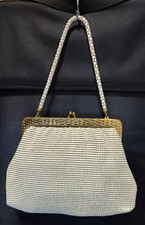 VTG Art Deco 1930s Whiting Davis Fine Mesh Bag w/Basket Weave Frame 2937