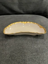 HAVILAND LIMOGES FRANCE RANSON GOLD TRIM BONE DISH (one tiny chip!)