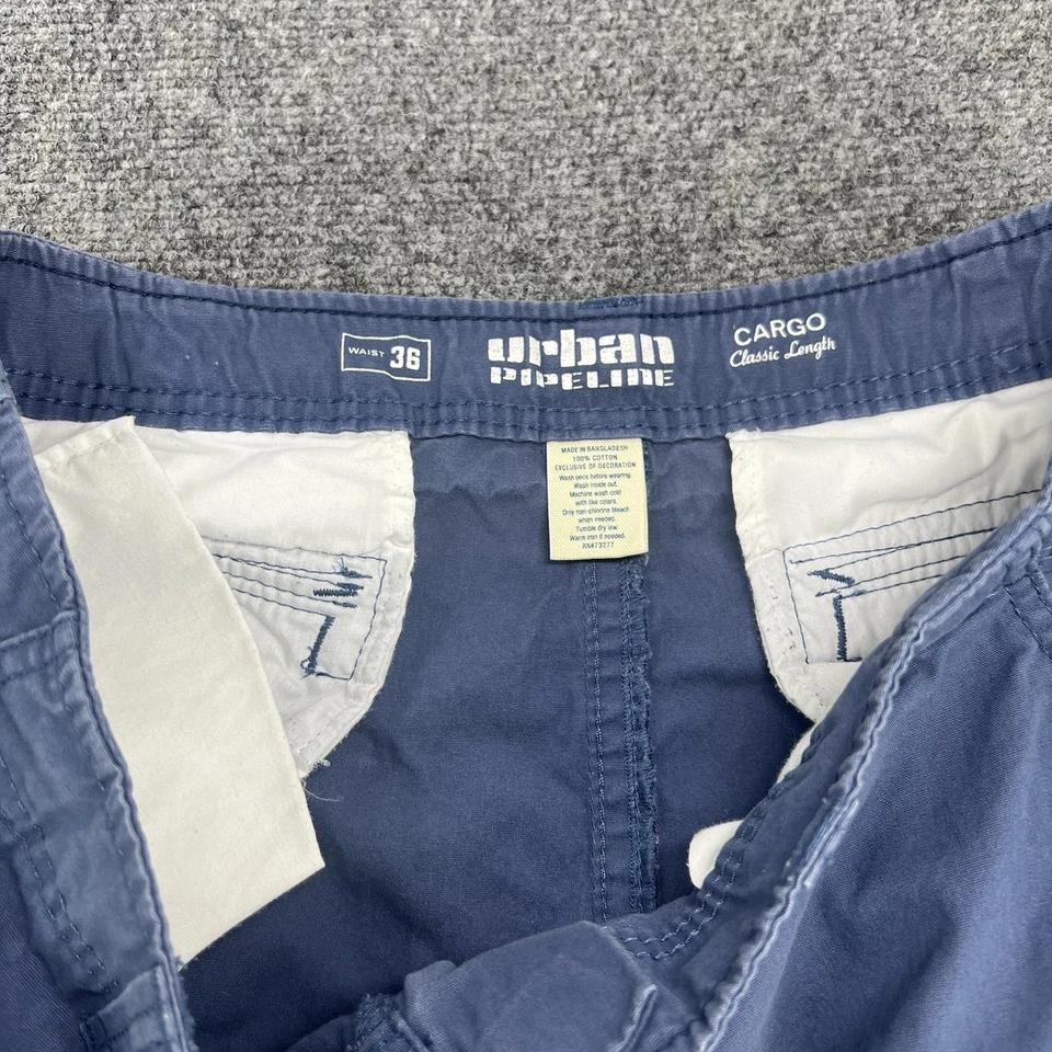 Urban трубопровод грузовые шорты мужские 36 синий хлопок классическая длина опрятный Y2K износ - Изображение 4 из 4
