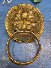 Solid Brass Fu Dog Door Knocker 6" Face