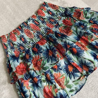 NWT MILLY Floral Mini Skirt Sz6 Dahlia Print Smocked Tiered Resortwear Boho Chic