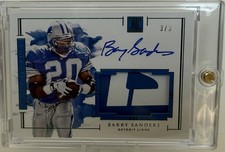 2020 Impeccable Barry Sanders Extravagance PLAYER WORN Patch ON CARD Auto # 3/3