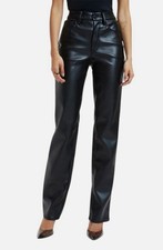 Good American Women's Black Leather Good Icon Jeans Size 18