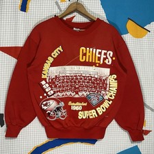 Vintage 90s Kansas City Chiefs Sweatshirt Crewneck Med NFL 1960 Super Bowl USA