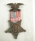 CIVIL WAR GAR MEMBERSHIP BADGE VETERAN NUMBERED