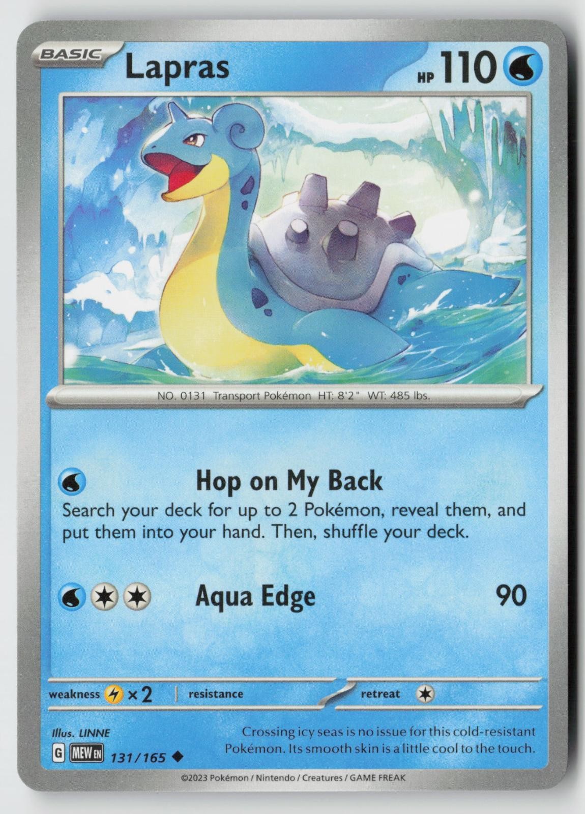 Lapras 131/165 Uncommon 151 Pokemon Near Mint