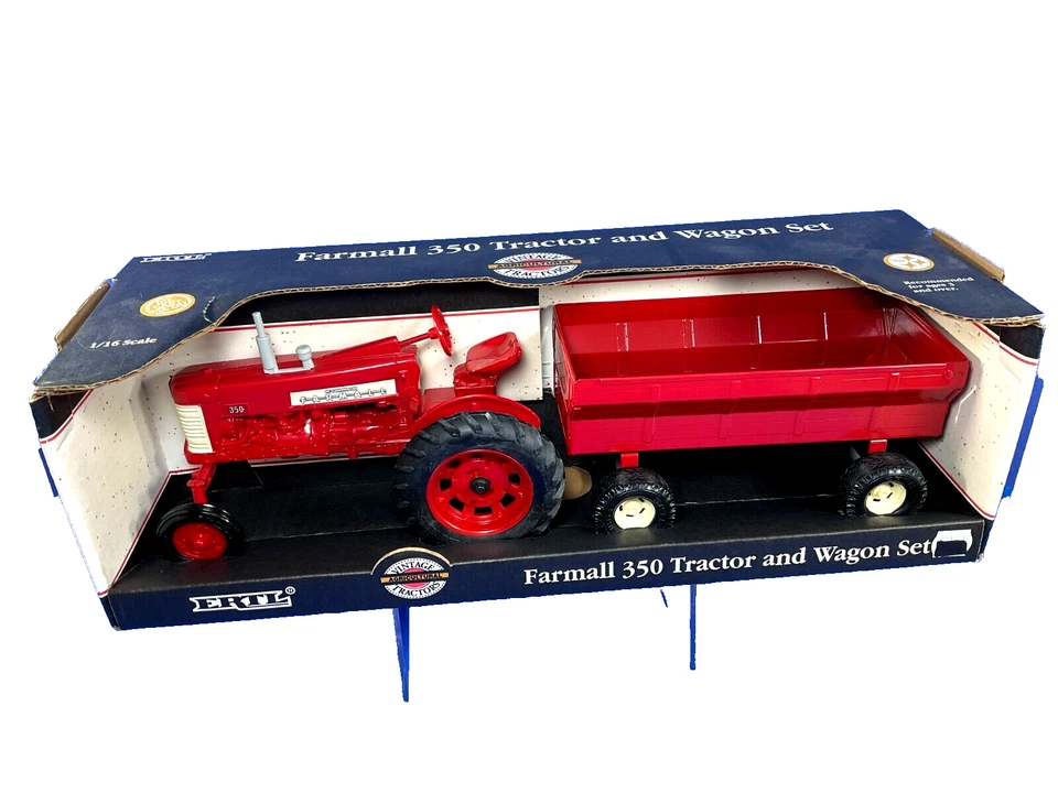 Vintage ERTL 1993 Mccormick Farmall 350 Tractor w/ Wagon, #4606, 1/16 Scale, NIB - Image 2 of 4