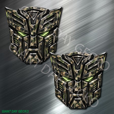  2 Autobot Transformer Military Vinyl Decal Sticker For Car Laptop Skateboard