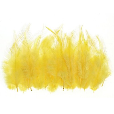 50Pcs 3-6 Inch Saddle Hackle Rooster Feather Bulk Natural Feathers Yellow