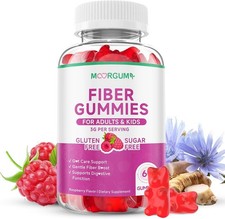 Sugar Free Fiber Gummies 60ct - Organic Chicory Root Digestive Health Vegan Kit
