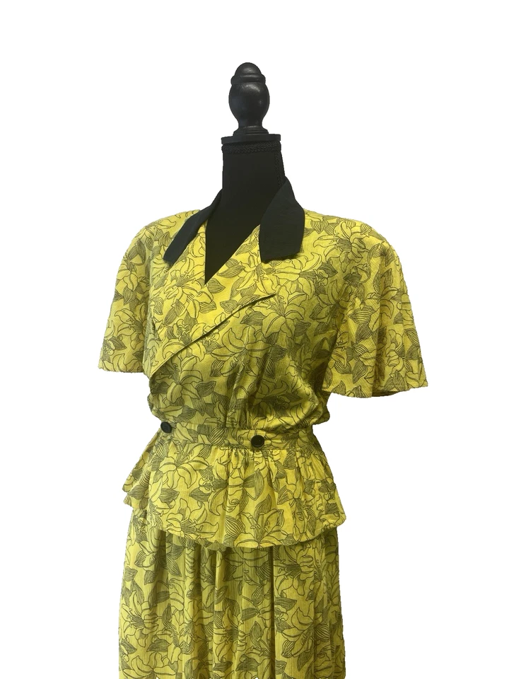 Raro Vintage Anos 80 2 Peças tamanho 4-6 Saia e Blusa Power Set Algodão Halston III - Imagem 3 de 4