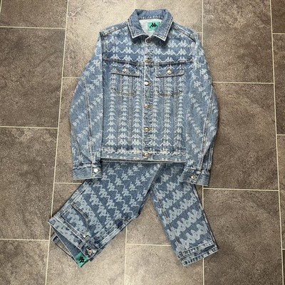 Kappa x Danilo Paura Monogram Denim Jacket Trouser Set Rave Festival - size XS