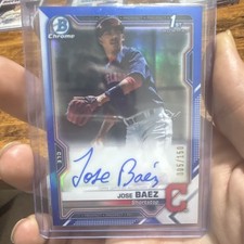 Bowman Chrome Blue Refractor Autograph Jose Baez Indians Rookie 2021 05/150