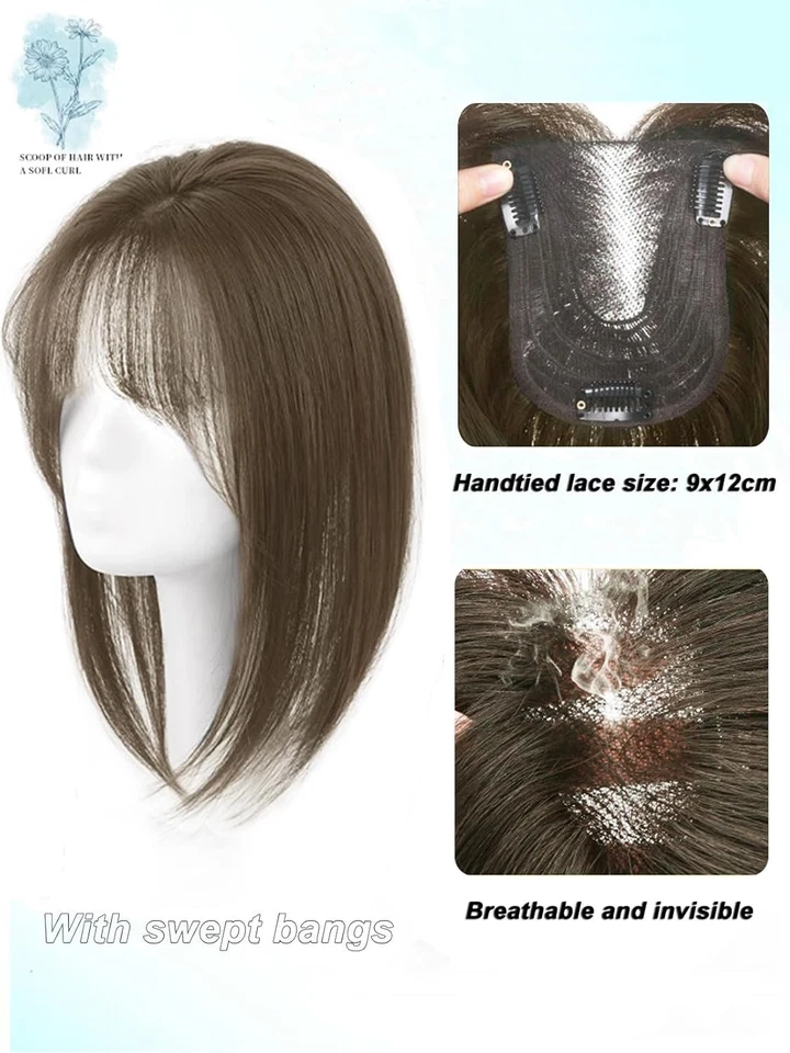 Peluca Topper invisible en capas de 14" con clip en flequillos barridos pelucas Foto 3 de 4